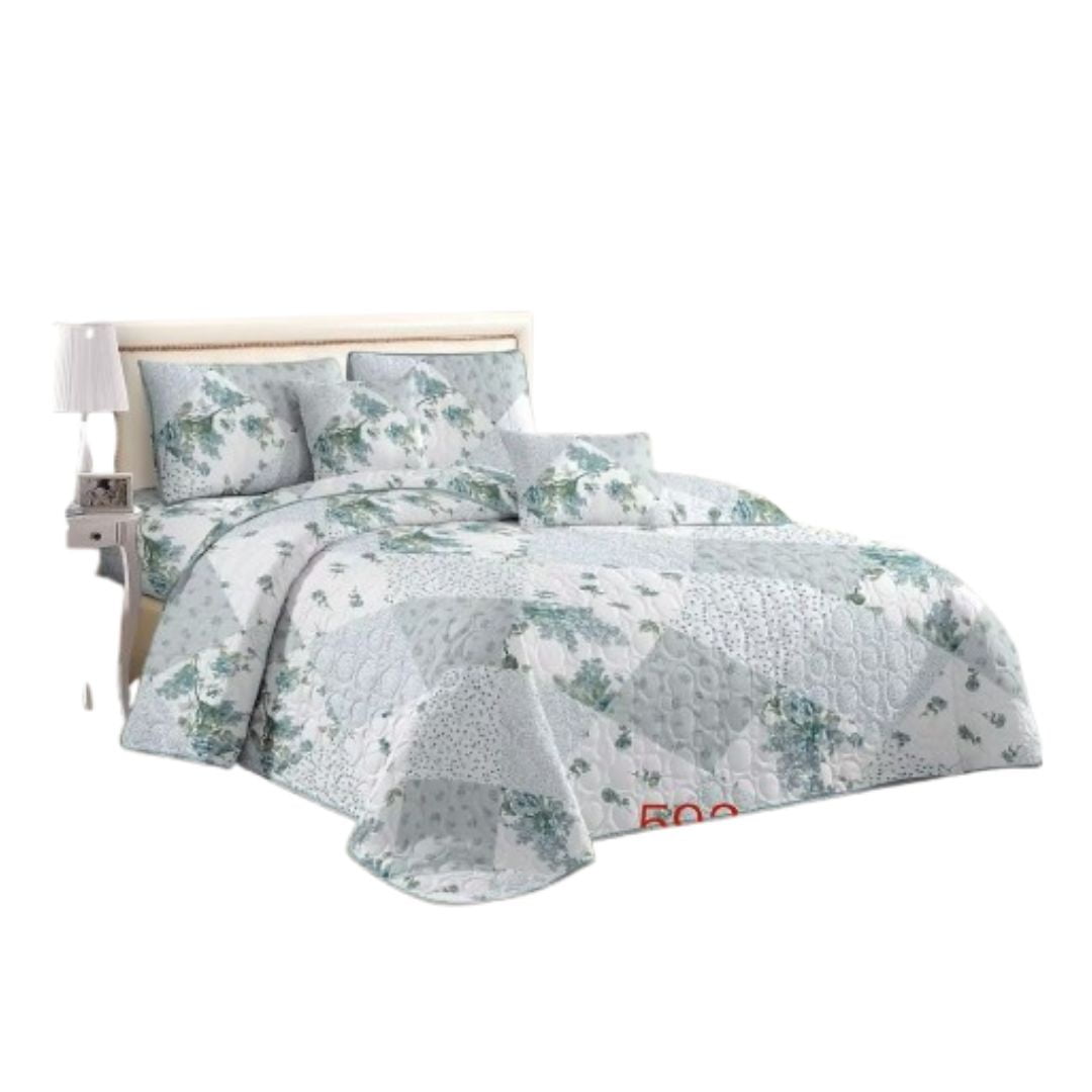 Genérico - Cubrecama Quilt Verano 1.5 Plazas - Patchwork Verde Kfl593
