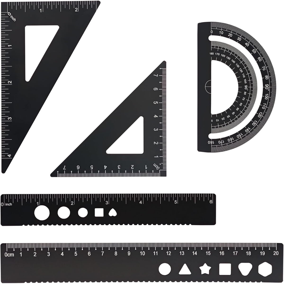 Set De Geometría Metal Zotemo Kit Reglas Aluminio 20 Cm