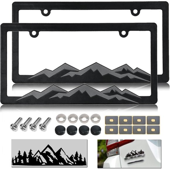 Mountain License Plate Frames, Gray, 2 Pack
