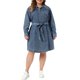 thumbnail image 2 of Agnes Orinda Vestido de Mezclilla Midi con Botones, Cinturón y Mangas Largas para Mujer Talla Grande, Ideal para Escuela, Universidad y Pascua, 1X Gris Azul, 2 of 5