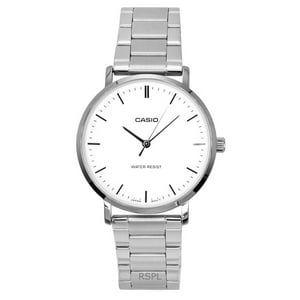 Reloj Casio Standard Analog Stainless Steel White Dial Quartz Mtp-Vt04D-7E Men'S Watch