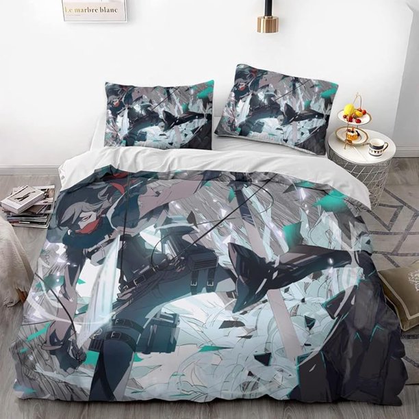 Attack -on- Giant Win-gsofLibe-rty -Anime -Soft 3D Prin-ed Duve-t Cover Bedd-ng Set -with Co-mforter C-over