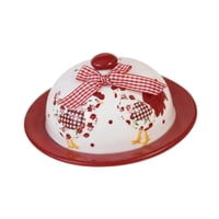 Magideal - Bandeja Para Aperitivos Con Forma De Mantequera, Resistente Al Desgaste, Con Tapa, Para Múltiples Usos, Con Diseño Floral Rojo, Para Pollo, Ensalada,