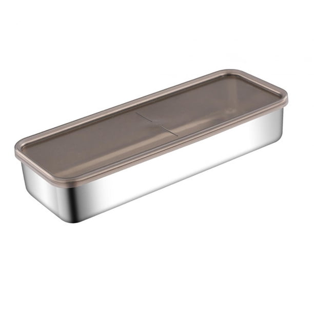 Contenedor de Almacenamiento de Alimentos Multiusos, Organizador Rectangular para Nevera, Contenedores de Preparación de Comidas de Metal Portátiles P 265 cm x 10 cm x 5 cm