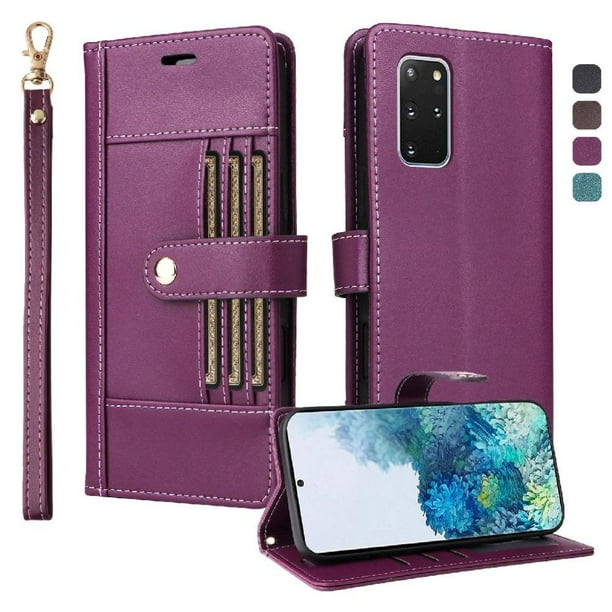 FOXDOCK Funda tipo Cartera para Samsung Galaxy S20 Plus – Cubierta de Cuero PU con Múltiples Ranuras, Bolsillo para Efectivo y Correa de Muñeca