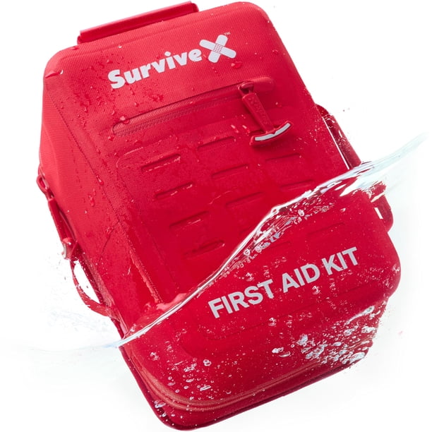 Botiquín de primeros auxilios SurviveX, grande, impermeable para coche, viajes y hogar