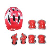 Ioensy - Kit De 7 Cascos De Bicicleta Para Niños, Equipo De Protección Para Niñas, Patineta, Patinaje En Línea, Color Rojo