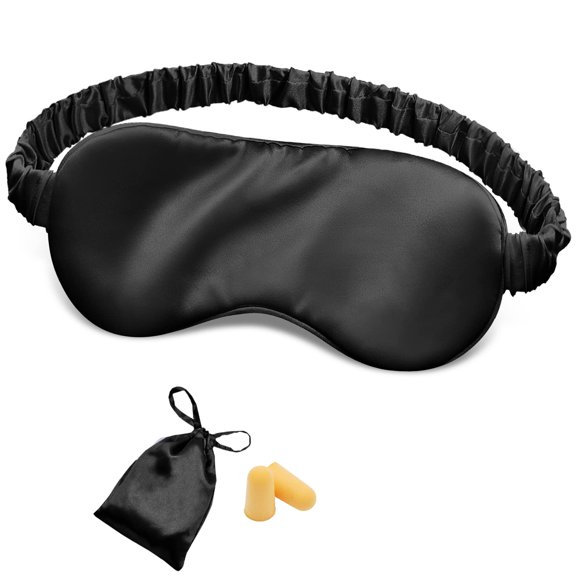 Máscara para dormir OLESILK con relleno de seda de doble capa y bolsa, color negro