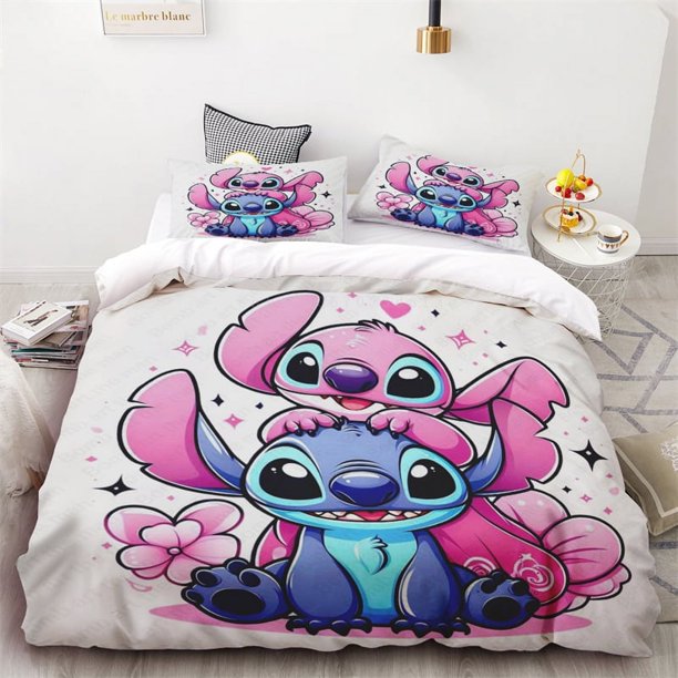 v1283 Bed Sheets Duvet Cover Stitch Flamingo Butterfly One Quilt Cover Two Pillowcases with Zipper Teen Boys Girls Room Decoration Single Double 3-Piece Bedding Set (1 Duvet Cover + 2 Pillow Shams) Be