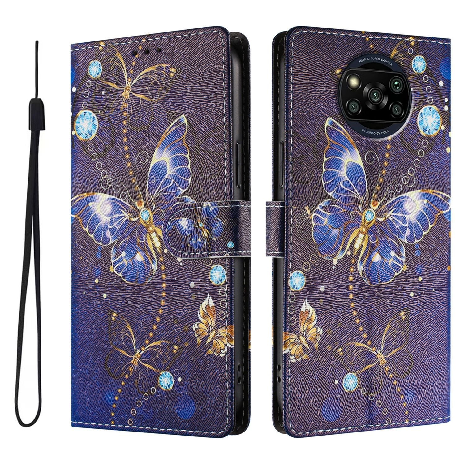 Foxdock Funda Tipo Cartera Para Xiaomi Poco X3/x3 Pro/x3 Nfc Con Soporte Y Correa – Diseño De Patrones Lindos