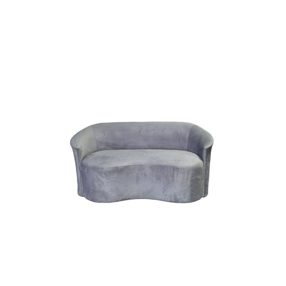 Sofa Curvo Felpa Gris Claro