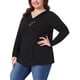 thumbnail image 4 of Agnes Orinda Conjuntos de Halloween Tallas Grandes Blusas Túnicas para Mujeres Camisa de Manga Larga con Cuello en V Botón de Otoño Suéter Suelto 3X Negro, 4 of 6