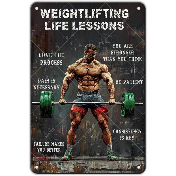 Letrero sala gimnasio terapia fitness vintage metal estaño hierro pintura decoración pared hogar club cueva hombre 30x20 cm
