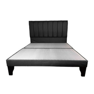 Flobal - Cama 2 Plazas Franjas 150X190Cm Incluye Base + Respaldo Negro