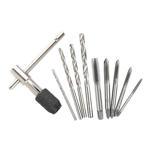 de llaves de grifo y brocas helicoidales, herramienta manual de enchufe métrico de rosca de tornillo de , llave de grifo con en T, 10 piezas