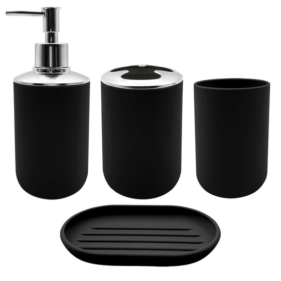 Juego de accesorios de baño WBJKZJD de resina resistente a roturas, color negro