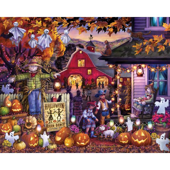 Rompecabezas Vermont Christmas Halloween Barn Dance 1000 unidades