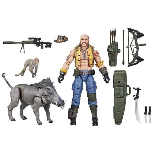Figura de acción G.I. Joe Classified Series #125 Dreadnok Gnawgahyde con mascotas Porkbelly & Yobbo de 6 pulgadas