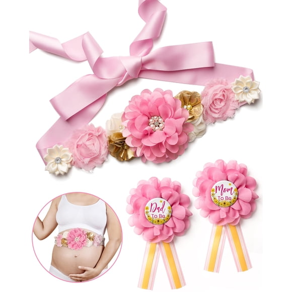 Set de faja de maternidad Noah Baby Mom to Be Dad to Be Pink Flower