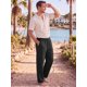 thumbnail image 2 of INSPIRE CHIC Pantalones de Lino Ligeros de Playa para Hombre con Cordón Recto XXL Negro, 2 of 5