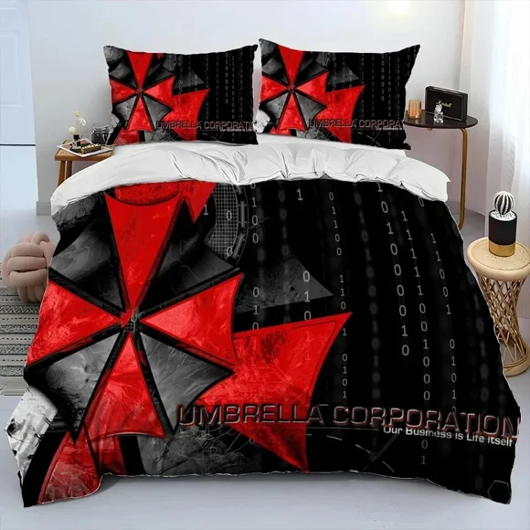 3D Corporation Red Umbrella Comforter Bedding Set,Duvet Cover Bed Set Quilt Cover Pillowcase, Bedding Set Kid Bed Sheets