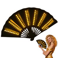 Unbrand - Led Light-Up Folding Fan - 24 Open Width Illuminated Hand Fan With Vibrant Color Display, Collapsible Design For Raves, Festivals, Stage Performances, Night Parties & Costume Events