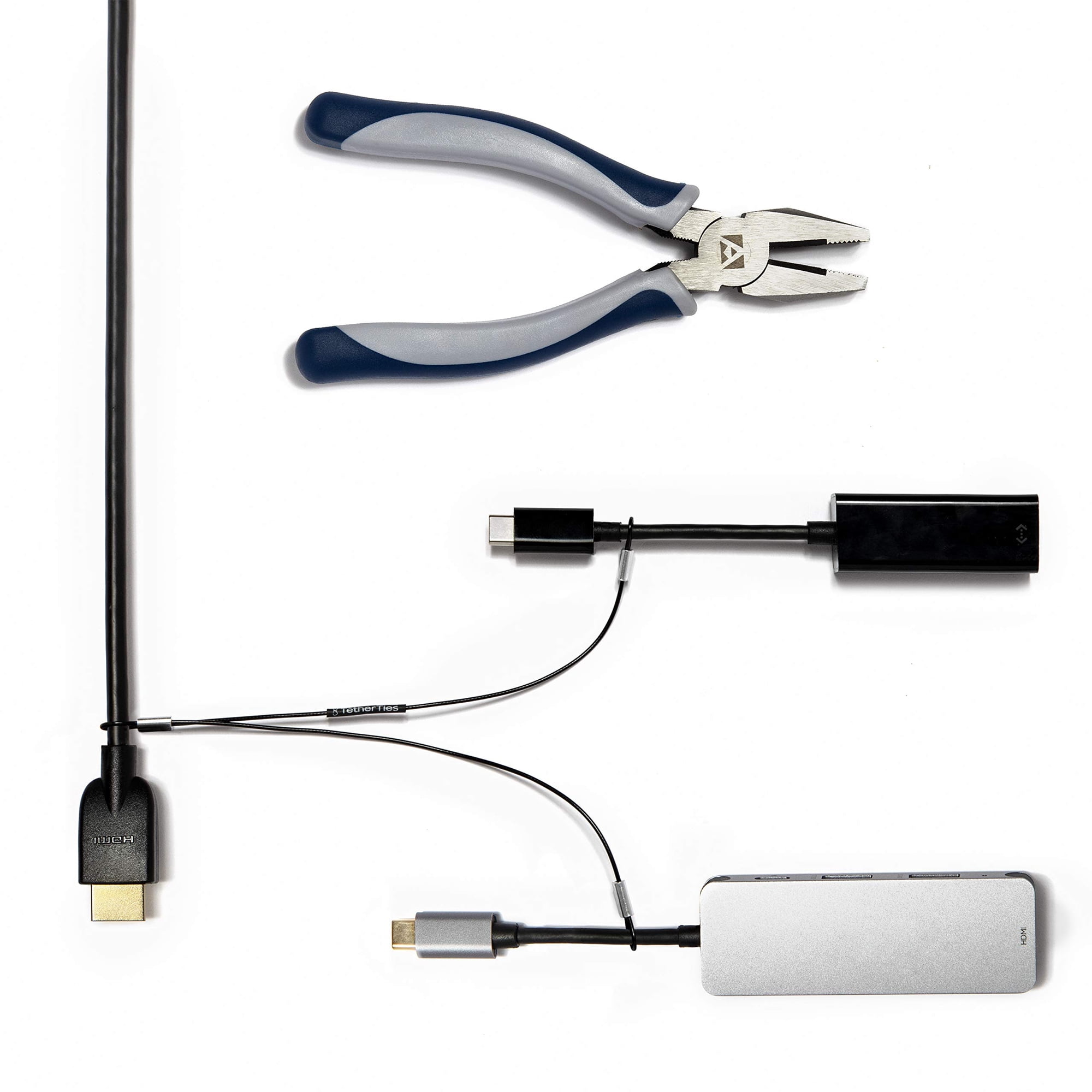 Kit De Anclajes Para Cables Tetherties, Adaptador Múltiple, Revestido De Nailon Negro