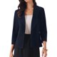 thumbnail image 1 of INSPIRE CHIC Chaqueta de Mujer con Mangas 3/4, Blazer con Cuello Chal, Frente Abierto, Ligera y Elástica, Azul Oscuro M, 1 of 5