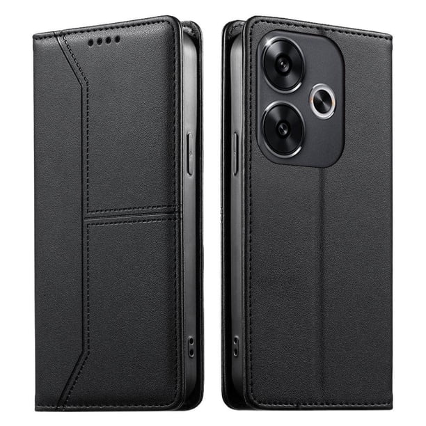 Funda tipo cartera con bloqueo RFID para Xiaomi POCO F6 5G cubierta magnética de cuero con tapa y soporte Negro