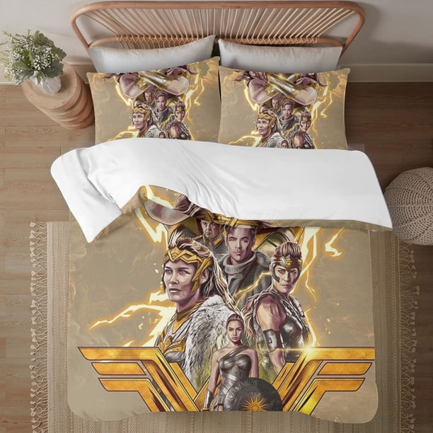 Wonder Woman 3-Piece Bedding Set For Kids Boys Girls Adult Cartoon Warm Cute Fashion Holiday Present Gift Bed Sheets