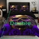thumbnail image 1 of 3pcs Soft and Breathable Purple Rose Skull Pattern Duvet Cover Set for Bedroom, Guest Room, and Dorm Decor - Includes 1 Duvet Cover and 2 Pillowcases (Core Not Included), 1 of 3