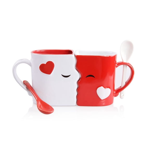 Set de tazas Blu Devil Kissing Anniversary Wedding Vegan Bone China