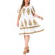 thumbnail image 2 of Agnes Orinda Vestidos Boho de Talla Grande para Mujer Cuello Redondo Plisado Manga Corta Acampanado Flowy Verano Casual Midi Vestido de Sol 1X Blanco, 2 of 6