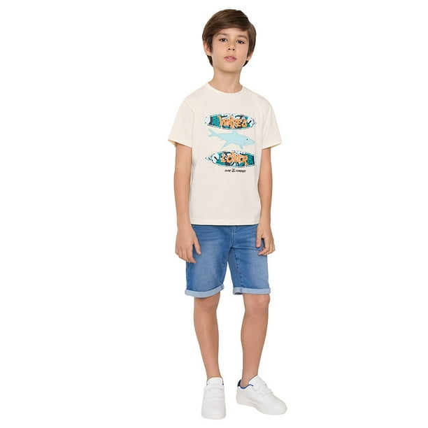 Short Niño Kids Denim Color Azul Medio Corona