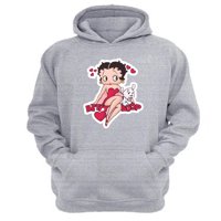 Genérico - Polerón Canguro Betyy Boop Gris Claro Talla Xs Unisex