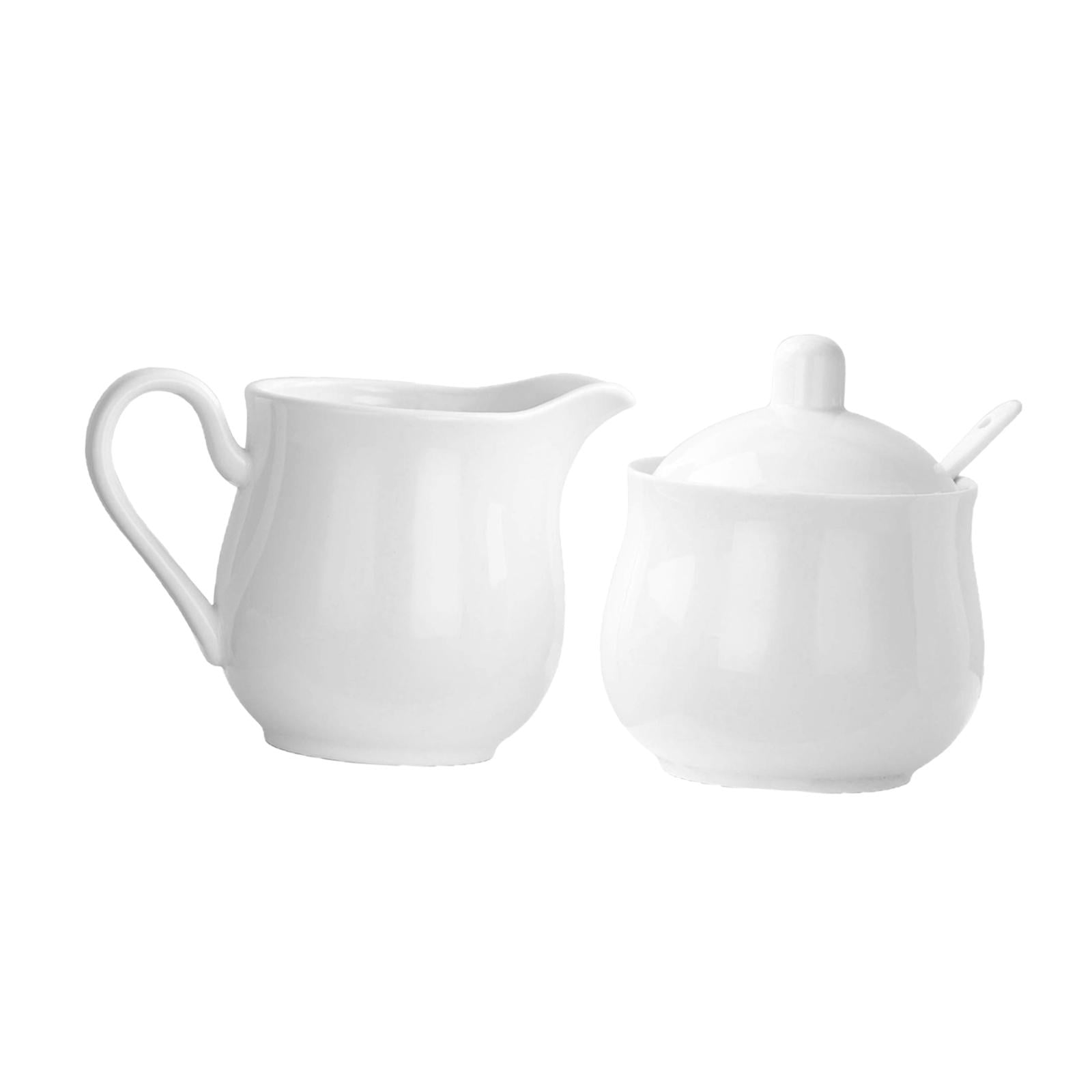 Magideal - Azucarero, Juego De Cerámica Para Azúcar Y Crema, Juego Para Servir Café, Jarra De Porcelana Para Crema, Azucarero, Accesorio Decorativo De Porcelana Para Mesa Con Tapa Y Cuchara, 350 Ml