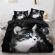 thumbnail image 1 of Cute White Cat Kitty Kitten Animal Print Quilt Duvet Cover Set Doona Cover3-Piece Bedding Set, 1 of 5