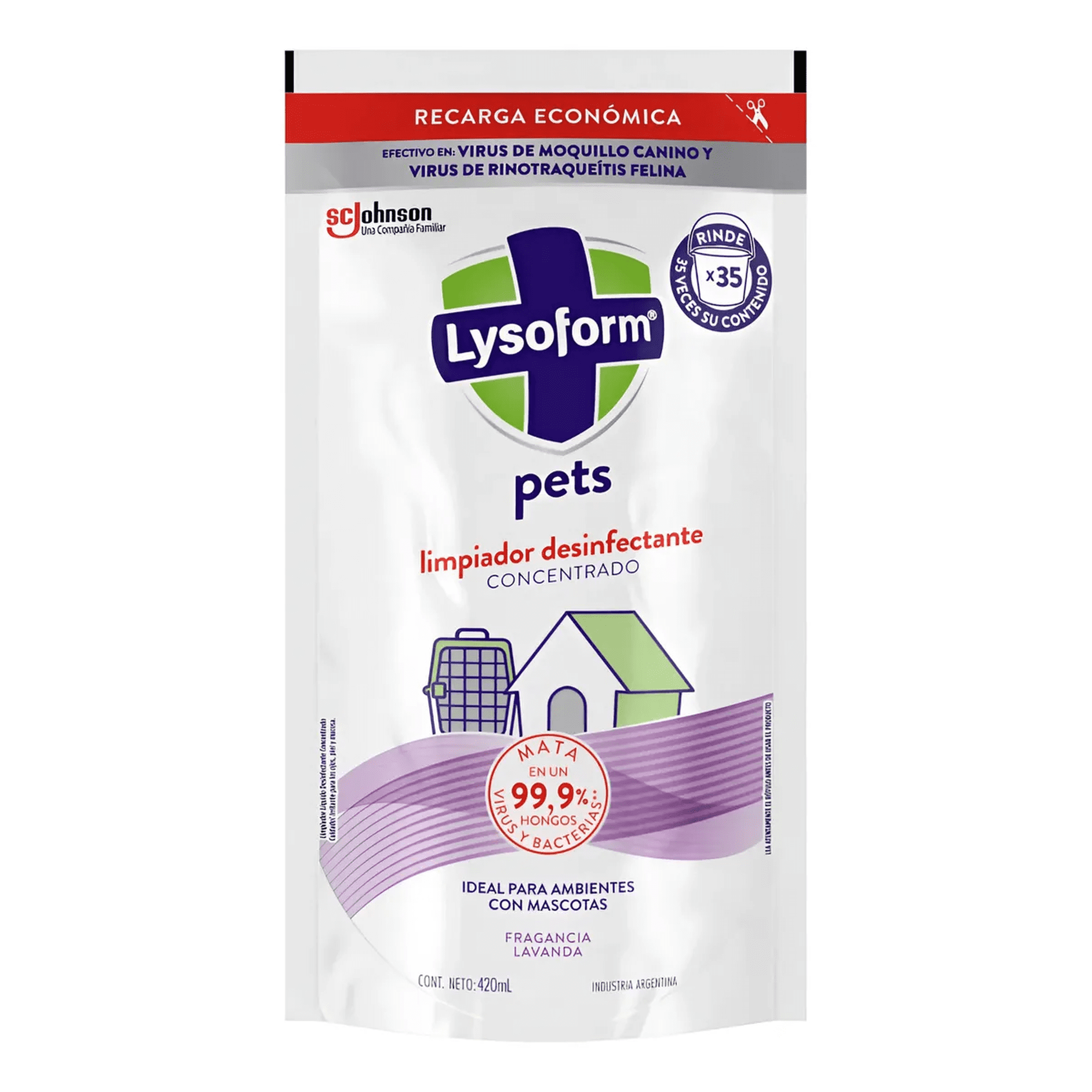 Lysoform - Limpiador Desinfectante De Piso Para Ambiente Con Mascotas Lavanda Recarga