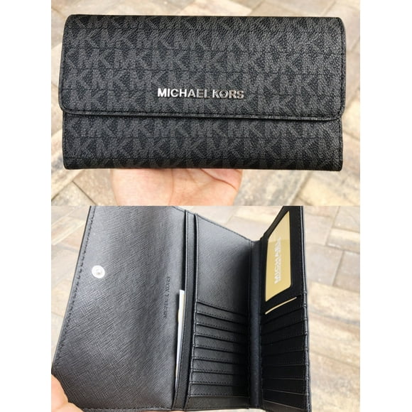 Billetera Michael Kors Classic Trifold Wallet with Snap Fastener for Male Black Signature
