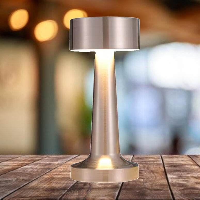 Vgo - Lampara De Mesa Plateado Recargable Con Sensor 21 Cm