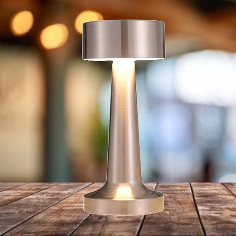 Vgo - Lampara De Mesa Plateado Recargable Con Sensor 21 Cm