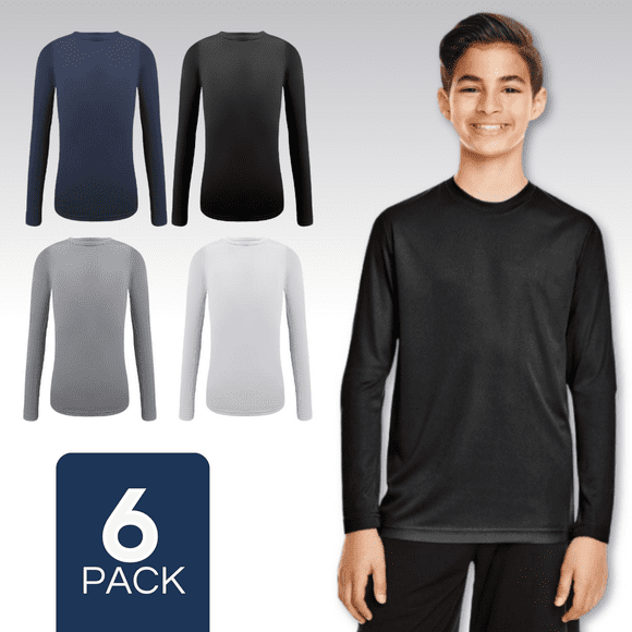 Pack 6 Camiseta Bambú Manga Larga Primera Capa Niño Polera Colores Surtidos