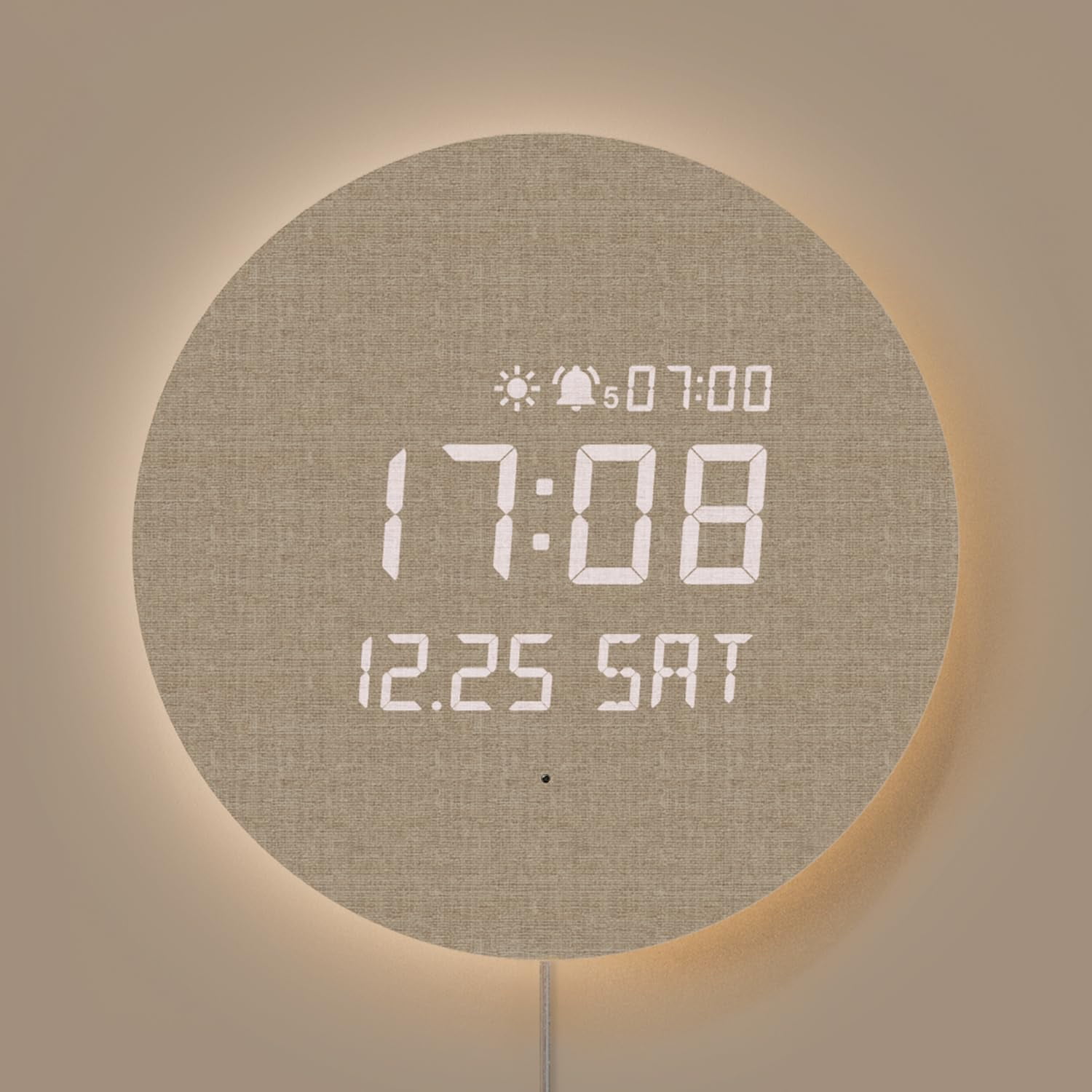 Reloj De Pared Digital Mooas Full Moon Led Silent Wood Con Mando A Distancia