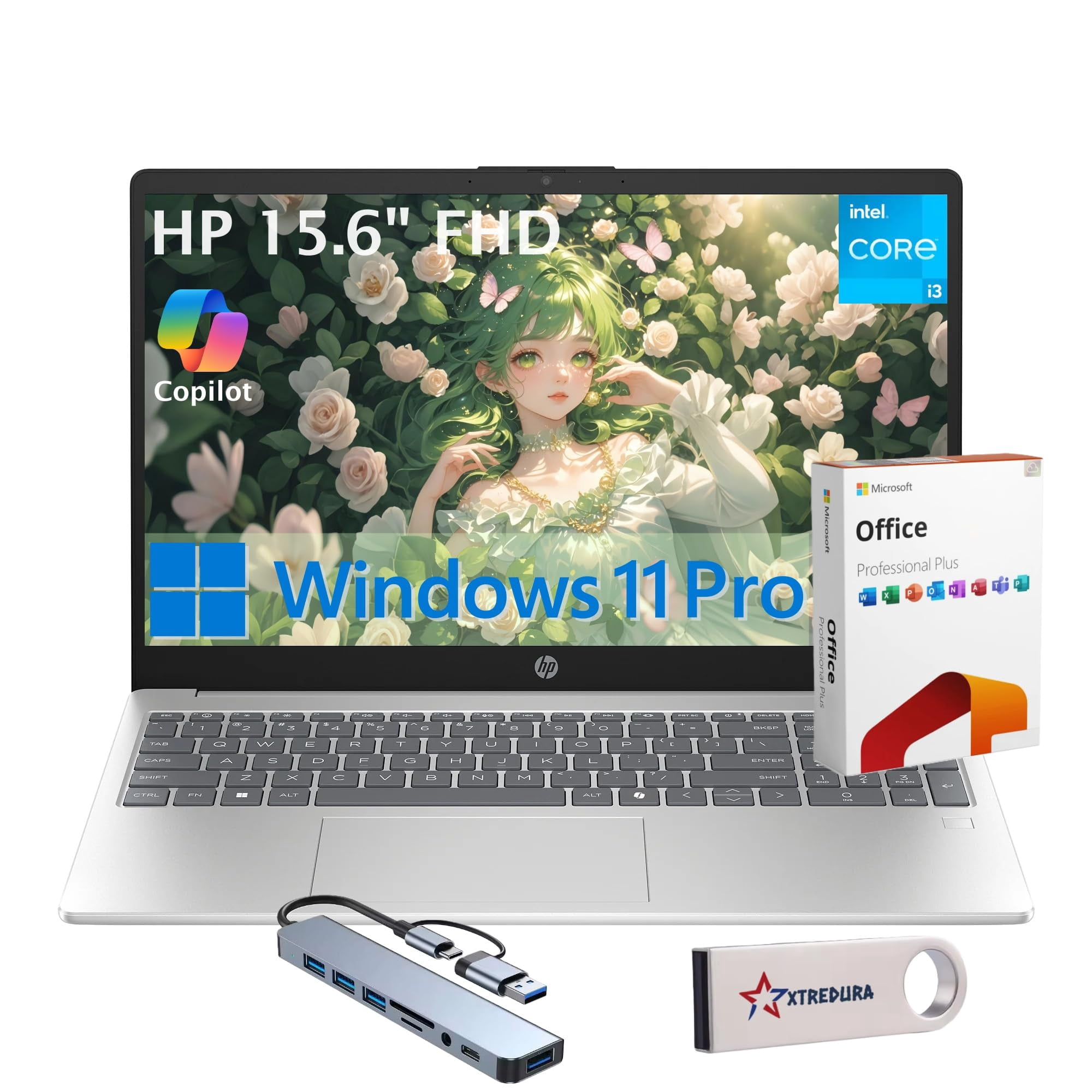 Ordenador Portátil Hp 15.6 Fhd, Windows 11 Pro, Intel Core I3-n305, 32 Gb De Ram