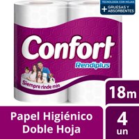 Papel Higienico Confort Rendiplus Doble Hoja 4Un X 18M