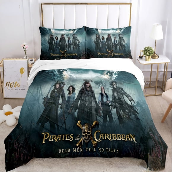 Pirates of the Caribbean Bedding Set Ocean Decor Duvet Cover Sailor Pirate Captain Sea Adventure Bedspread Cover for Kids Boys Bed Sheets