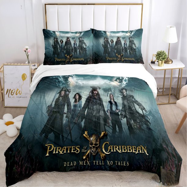 Pirates of the Caribbean Bedding Set Ocean Decor Duvet Cover Sailor Pirate Captain Sea Adventure Bedspread Cover for Kids Boys Bed Sheets