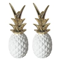 Fliperex - Set 2 Figuras Piñas Decorativas De Ceramica Adorno Decohogar Blanco