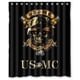 thumbnail image 1 of Cortina de ducha de baño con diseño de calavera negra del Cuerpo de Marines de EE. UU. con ganchos, tamaño 60 x 72 pulgadas, 1 of 3