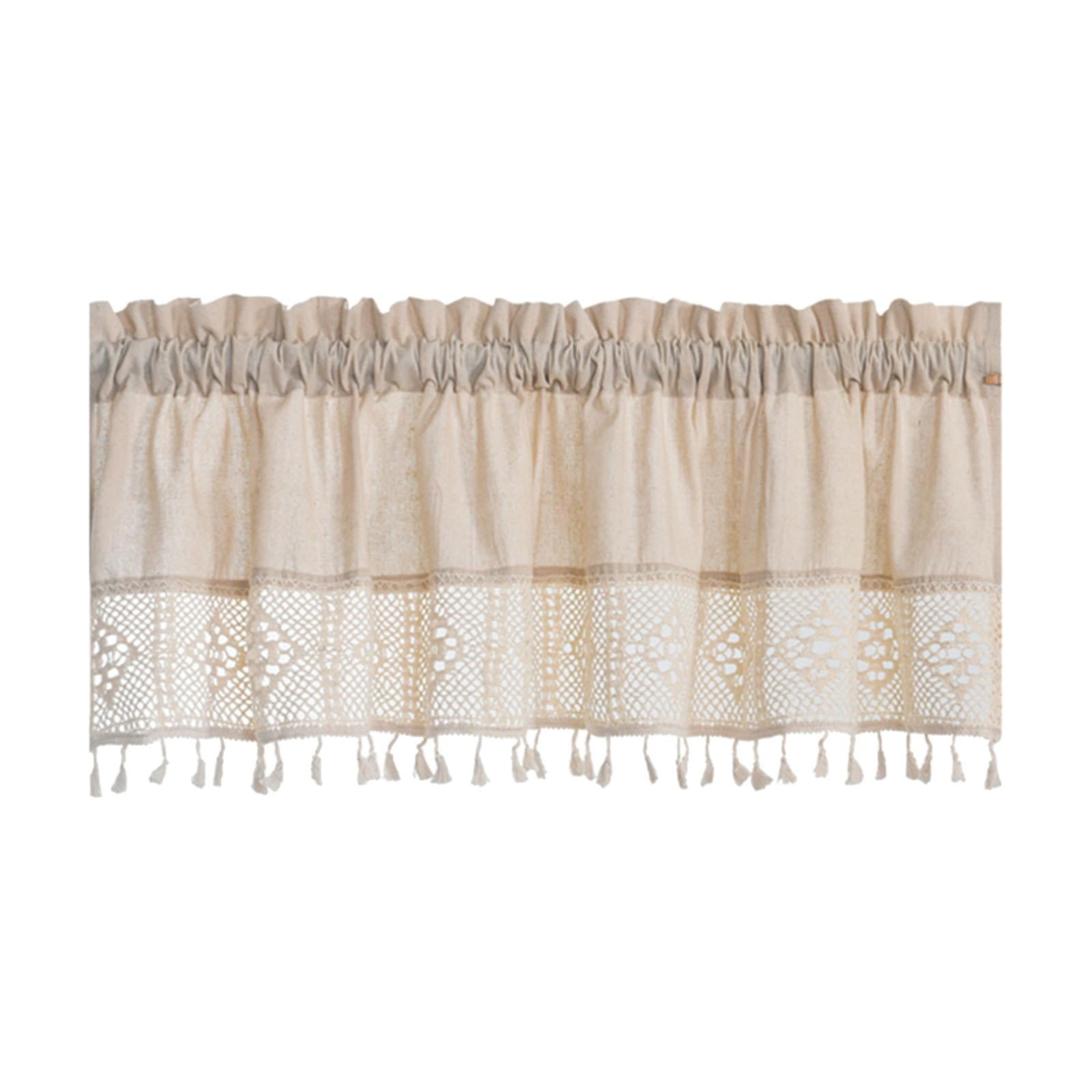 Magideal - Cortina Corta Para Ventanas, Cortinas Pequeñas Para Ventana, Cenefas Bohemias, Cortinas Con Bolsillo Para Barra Transpirable, Cenefa De Granja Para El , 150cmx60cm